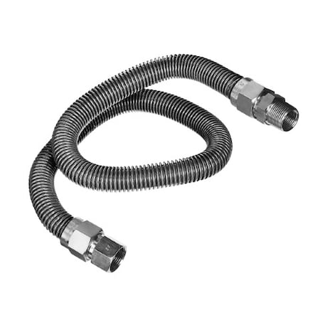 Flextron Gas Line Hose 1/2'' O.D. x 48'' Length 3/8" FIP x MIP Fittings, Stainless Steel Flexible Connector FTGC-SS38-48I